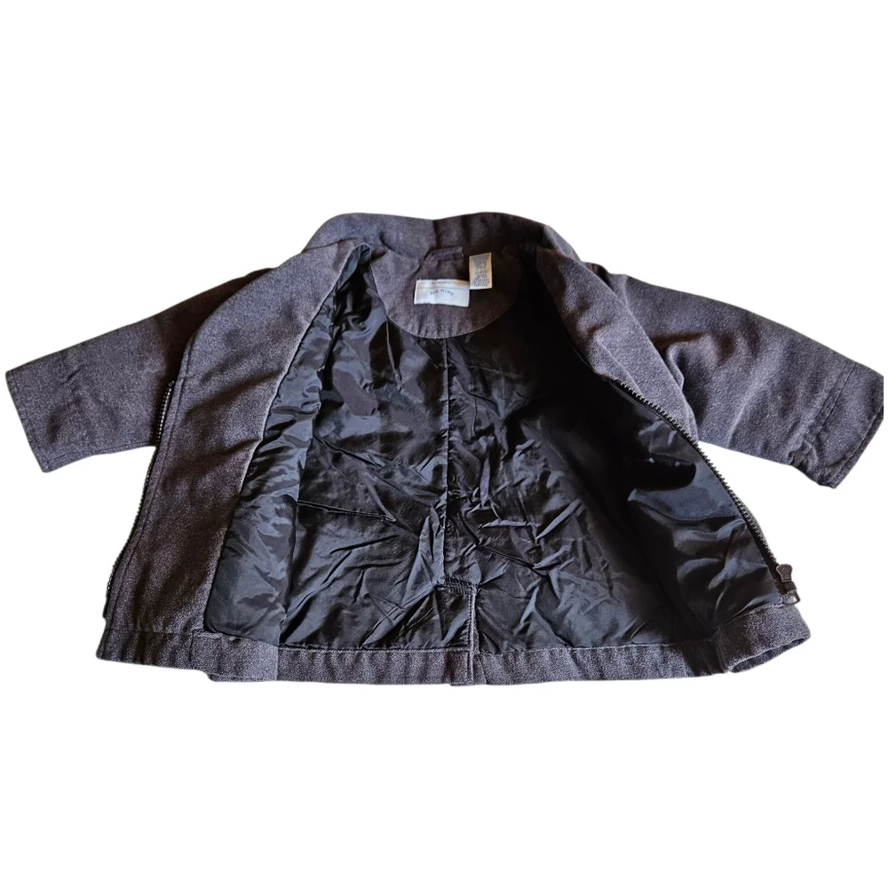 All Mine Double Breasted Peacoat Dress Jacket Zippered Winter Grey Infant 24m